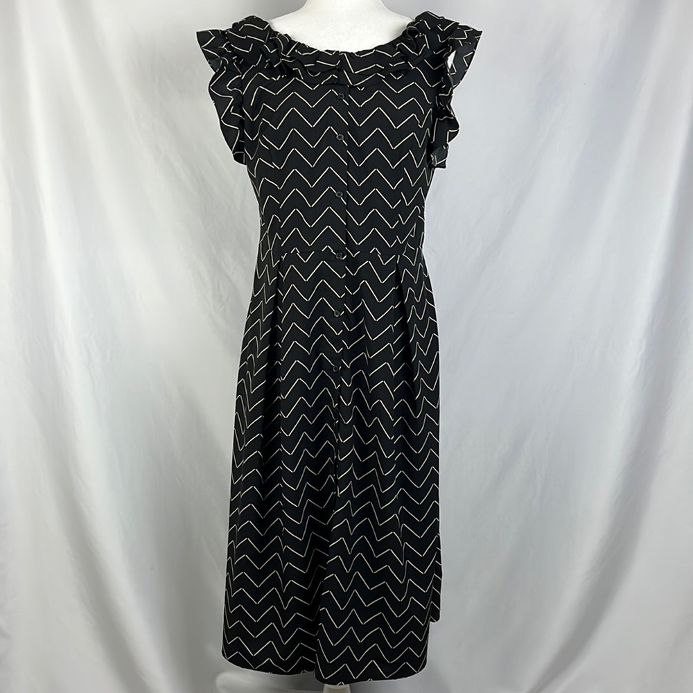 Who What Wear Chevron Ruffle Button Front Midi Dress